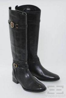 Tory Burch Black Leather Calista Knee High Riding Boots Size 11 