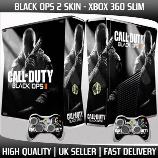BLACK OPS 2 Xbox 360 Slim Vinyl Skin Stickers + 2 Controller Skins 