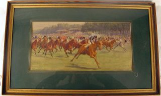 William Hounsom Byles 1872 1928 Watercolor Horse Race