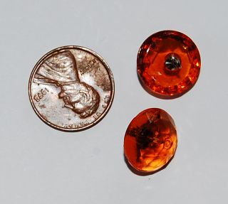Vintage Topaz Amber Glass Button Buttons Beads Patchwork Cut 14mm L 