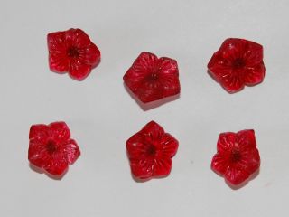 Vintage Ruby Red Glass Floral Buttons 12mm Forget Me not Flower Button 