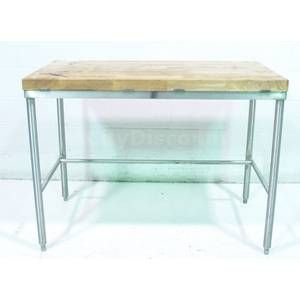 more used 48 wood butcher block cutting board top table