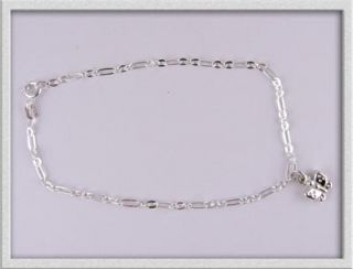 Sterling Silver Link Chain Butterfly Charm Bracelet Italy b155