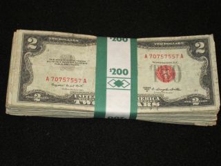 100 1953 1963 $2 Red Seal United States Notes $200 Face Value
