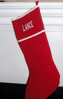   New Trapunto Quilted Christmas Stocking Monogrammed Lance