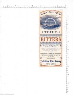 4871 Rainbow Tonic Bitters c 1890 bottle label nervous system blood 