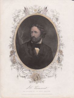 John C Fremont Explorer Rocky Mountains 1856 Hand Colored Portrait 