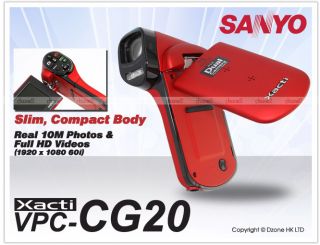 SANYO Xacti VPC CG20 RED Camcorder HD Dual Video CG 20 10MP #C267