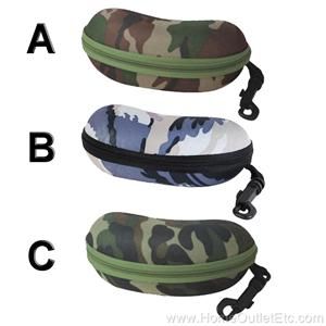Camouflage Zipper Sunglass Case w Belt Hook Camo Oversize Soft Semi 