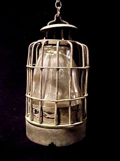 Old RARE Brass Hanging Bird Cage Style Oil Lamp Lighter Opium War Era 