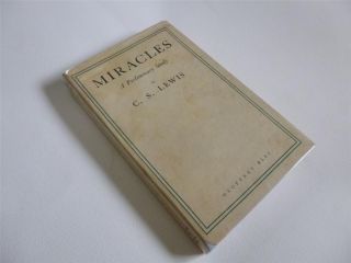 LEWIS Miracles 1947 1st 1st HB DW Study of supernatural acts in 