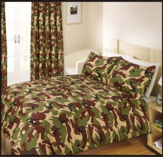 Army Camouflage Green Natural Duvet Cover Bedding or Curtains 66 x 72 