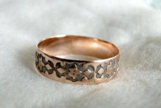 Victorian 10K 10KT ROSE GOLD Decorated WEDDING BAND RING 1 5 g Sz 8 75 