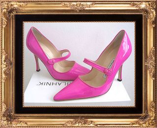 Manolo Blahnik Campari Pink Mary Jane Pump Shoes 38
