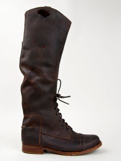 Jeffrey Campbell Ridem Brown Riding Leather Lace Up Cowboy Boot Sz 