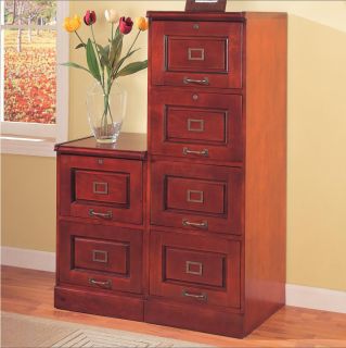 Drawer 4 Drawer Wooden File Cabinets Cherry Finish