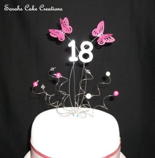18th Birthday Cake on Birthday Cake Topper Butterflies Swarovski Crystal