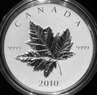 Canada 9999 Pure Silver Piedfort Maple Leaf Coin 2010