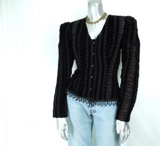 Victorian Cachet Fitted Princess Vtg 70s 80s Jacket Black Gothic 
