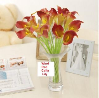    TOUCH FLOWERS WINE RED BOUQUETS CALLA LILY WEDDING BOUQUET 20 HEAD