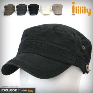 Ililily New Mens Cadet Unisex Plain Military Hat Ball Cap Trucker Hat 