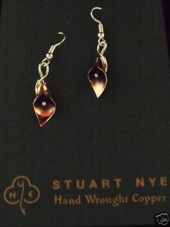 Stuart Nye Copper Sterling Calla Lily Dangle Earrings