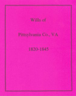 Pittsylvania County Virginia VA Wills 1820 Genealogy