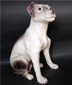   Glazed Terracotta Model of A Dog Bavent Caen CA 1900 H 12 4 In