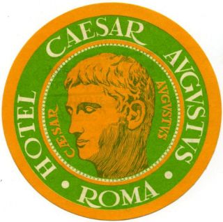 Hotel Caesar Augustus Rome Italy Old Luggage Label