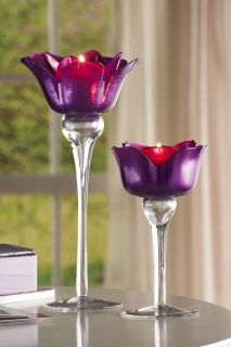 New Purple Blooms Botanical Tealight Candle Holders Home Decor