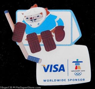 Olympic Pin 2010 Vancouver Canada Mascot Quatchi Visa S