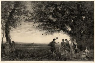 COROT Danse Antique Danseuses Louis eugène Pirodon Lithographie 1875