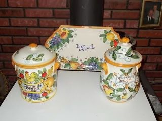 biscotti Di Camillo vintage 1920 ceramic tray and 2 cookie jars 3 pc 