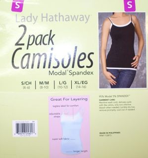 New Lady Hathaway 2 Pack Camisoles Ultra Soft Smooth Breathable s M L 