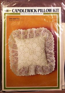 LOT 4 CANDLEWICK embroidery KITS Pillow + Daisies + 4 SACHETS + Tissue 