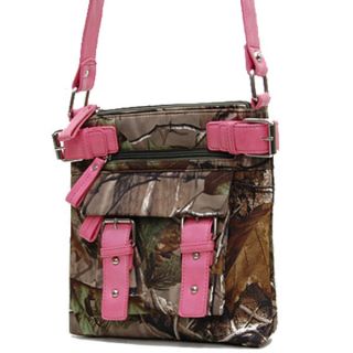 Western Leaf Camo Messenger Crossbody Sling Handbag Purse Women Pink 