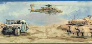   Camouflage Tank Helicopter Desert Sand Storm 8  Wallpaper Border Wall