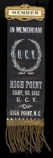  Confederate Camp Badge ~ High Point Camp No.1682, UCV, High Point 