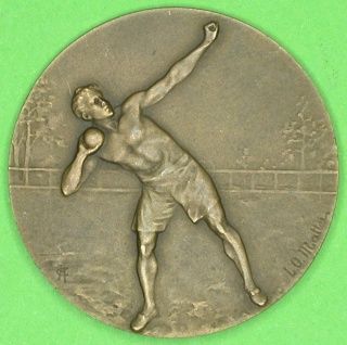 Shot Put Superb French Art Nouveau Bronze Medal Early 20th Century by 