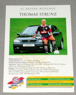 Thomas Strunz FC Bayern Munich Signed Soccer Football Postcard