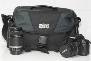 Canon EOS Rebel T1i 500D Digital Camera Kit w 2 Lenses Bonus Canon Bag 