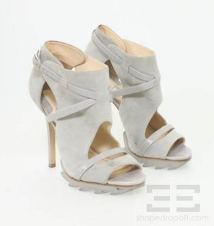 Camilla Skovgaard Grey Suede & Leather Open Toe Strappy Heel Booties 