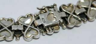 Vintage Stunning Sterling Silver Double Heart Marcasite Necklace 61 6 