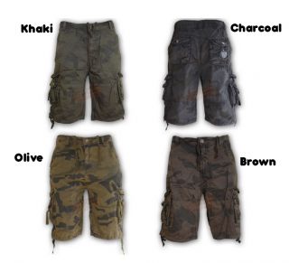   by Tokyo Laundry Army Camo Cargo Combat Shorts Charcoal Olive