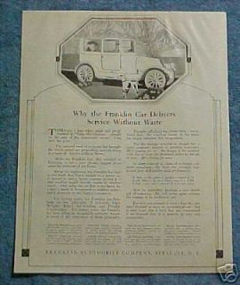  Vintage 1918 Franklin Automobile Company Ad