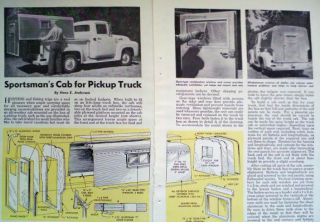 1958 Pickup Truck camper Cab Shell How to Build Article Plans