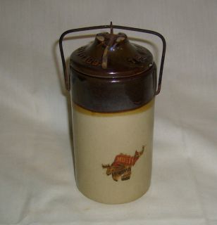   Slip 1892 Patent Partial Mustard Label Stoneware Canning Jar