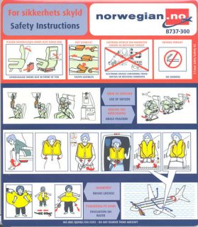 Safety Card Norwegian No B737 300 2004 S2 S2524