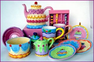 Teapot 16 PC Set Ceramic Girls Birthday Tea Party New