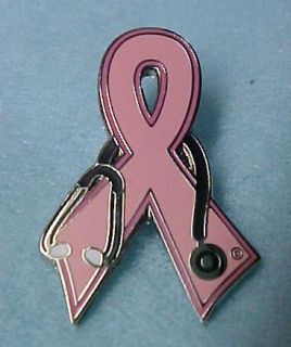 Breast Cancer Pink Ribbon Dr Nurse Stethoscope Pin Tac